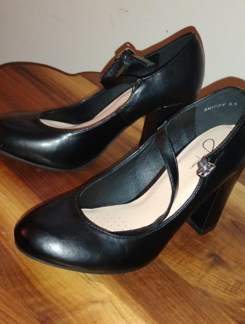 J. Adams "Skippy" Black Mary Jane Block Heel Pumps (Women's Size 5.5). NWOT